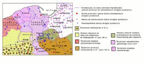 Mapa. Podziay administracyjne Pomorza w XII wieku. Opracowano na podstawie: <em>Historia Pomorza, </em>red. G. Labuda